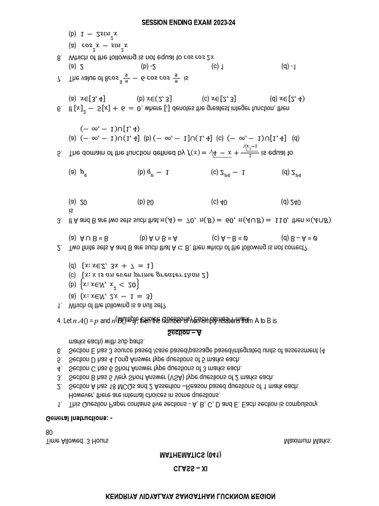 Kv Session Ending Exam Sample Paper Class 8