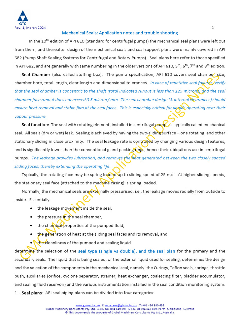 Mechanical Seal Application Notes | PDF | Pump | Gases