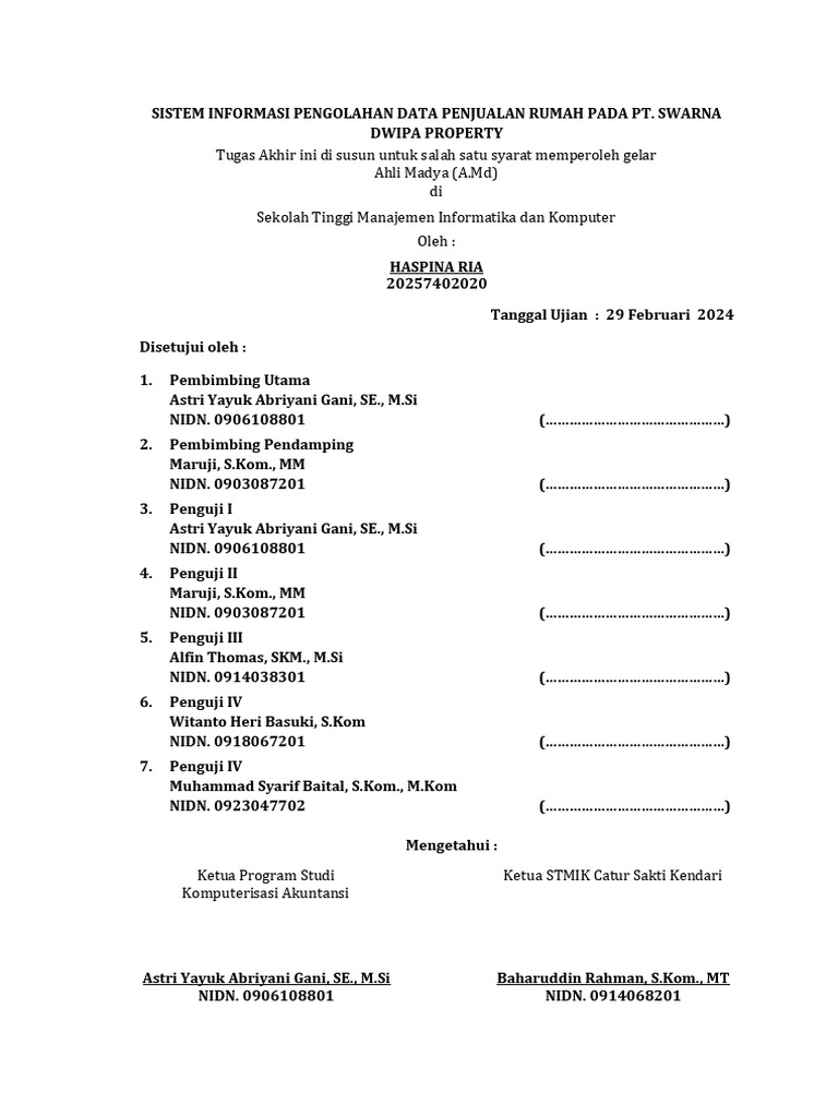 Contoh Format Halaman Pengesahan | PDF