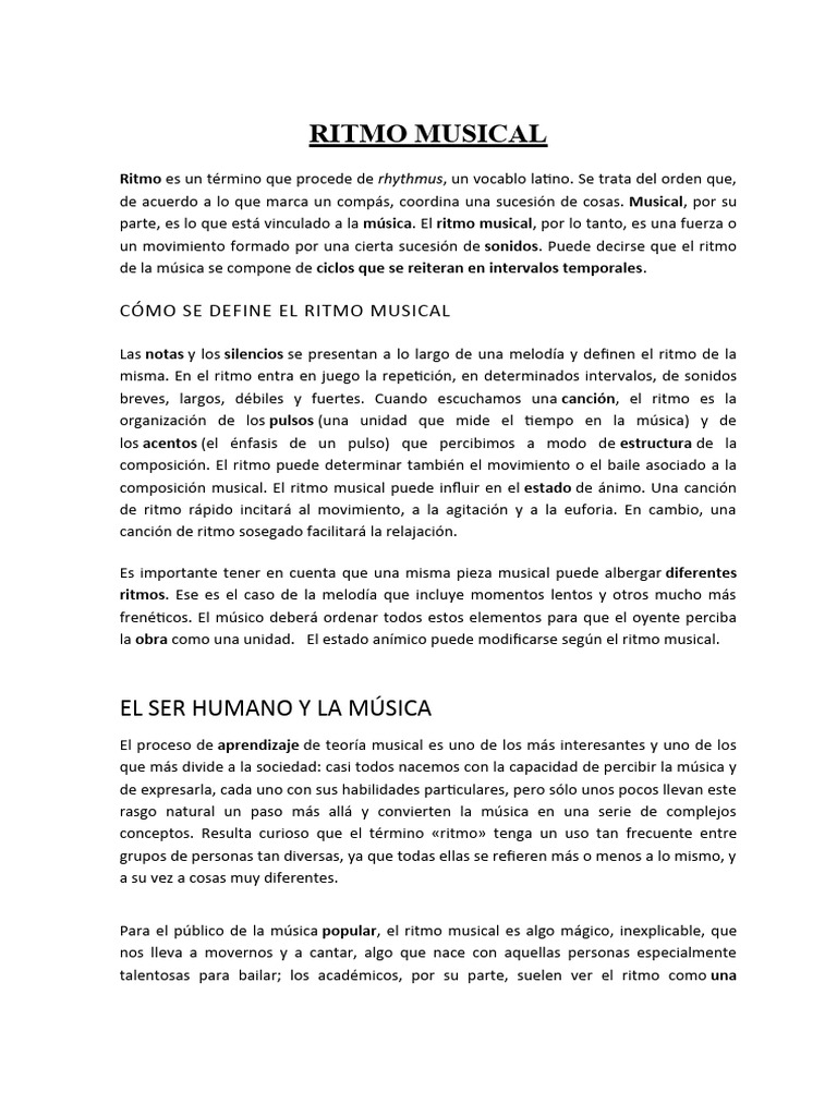 RITMO MUSICAL | PDF | Ritmo | Las artes escénicas