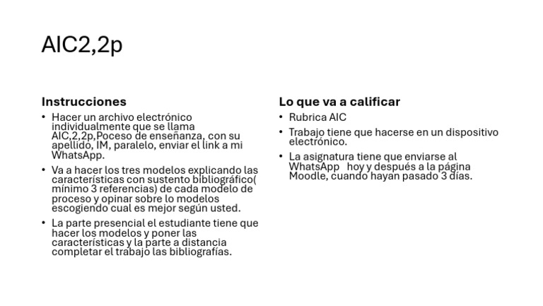 Instrucciones para AIC2,2p: Proceso de Enseñanza | PDF | Informática