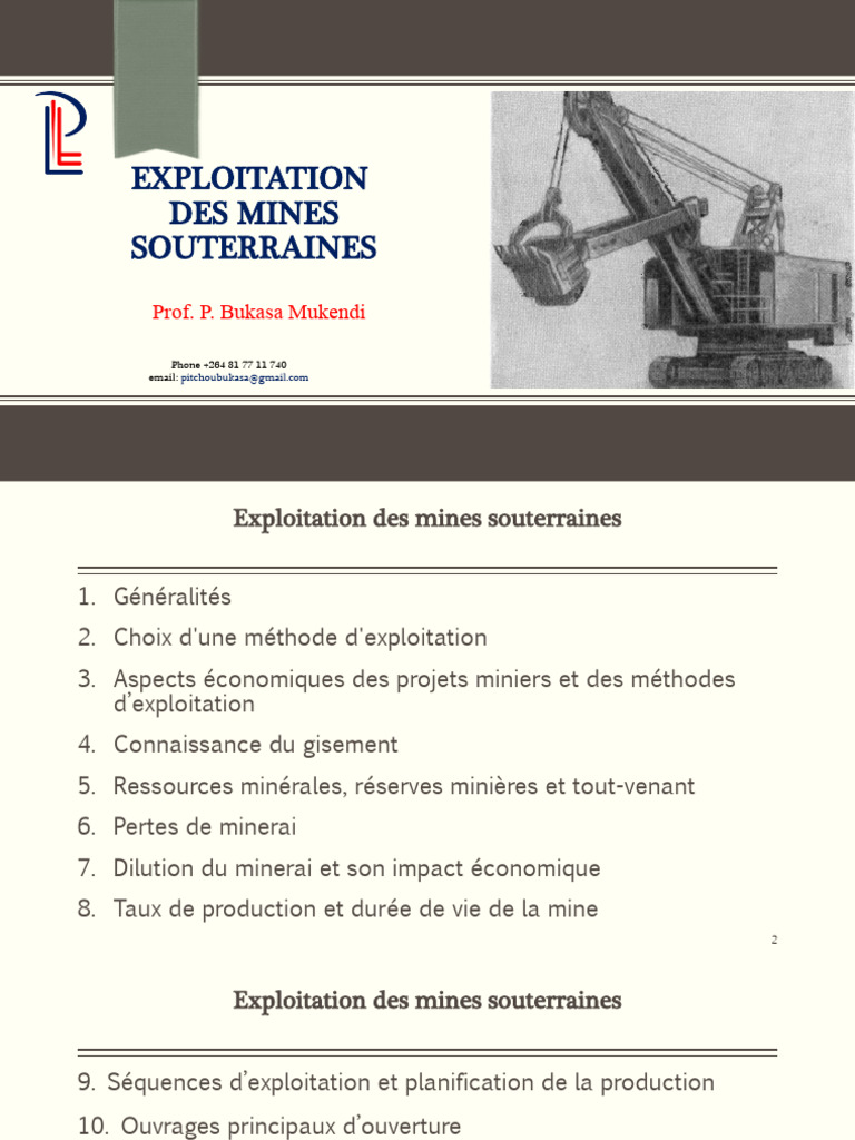 Méthodes d'Exploitation Minière Souterraine | PDF | Exploitation ...