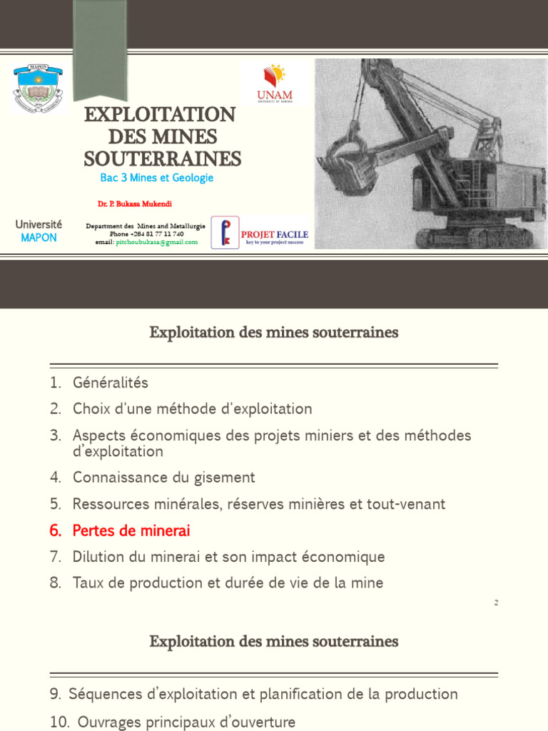 Pertes de minerai en exploitation souterraine | PDF | Exploitation minière