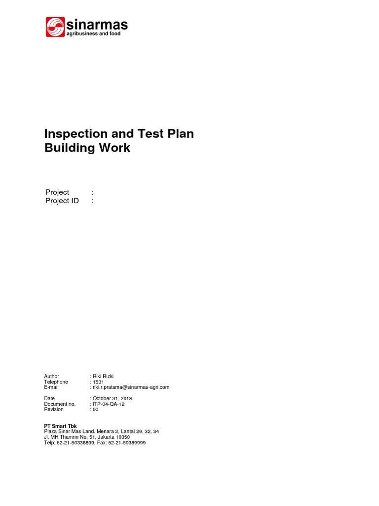Inspection and Test Plan for Building Works | PDF | Concrete ...