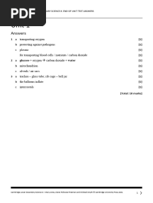 Cambridge Lower Secondary Science Stage 8 End of Unit Test Answer Key