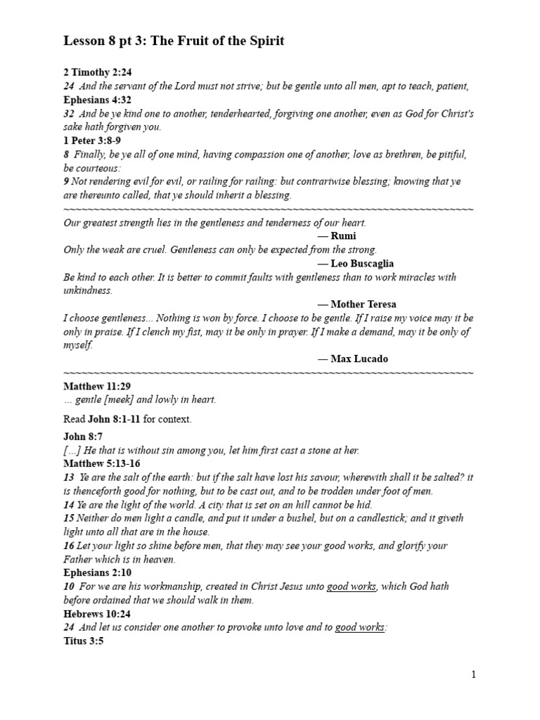 The Fruit of The Spirit PT 3 SCRIPTURES | PDF | Theology | Bible Content