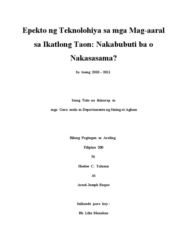 Thesis sa wikang filipino  technicalcollege.web.fc2.com