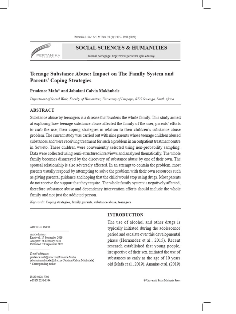 Teenage Substance Abuse and Family Impact | PDF | Substance Abuse ...
