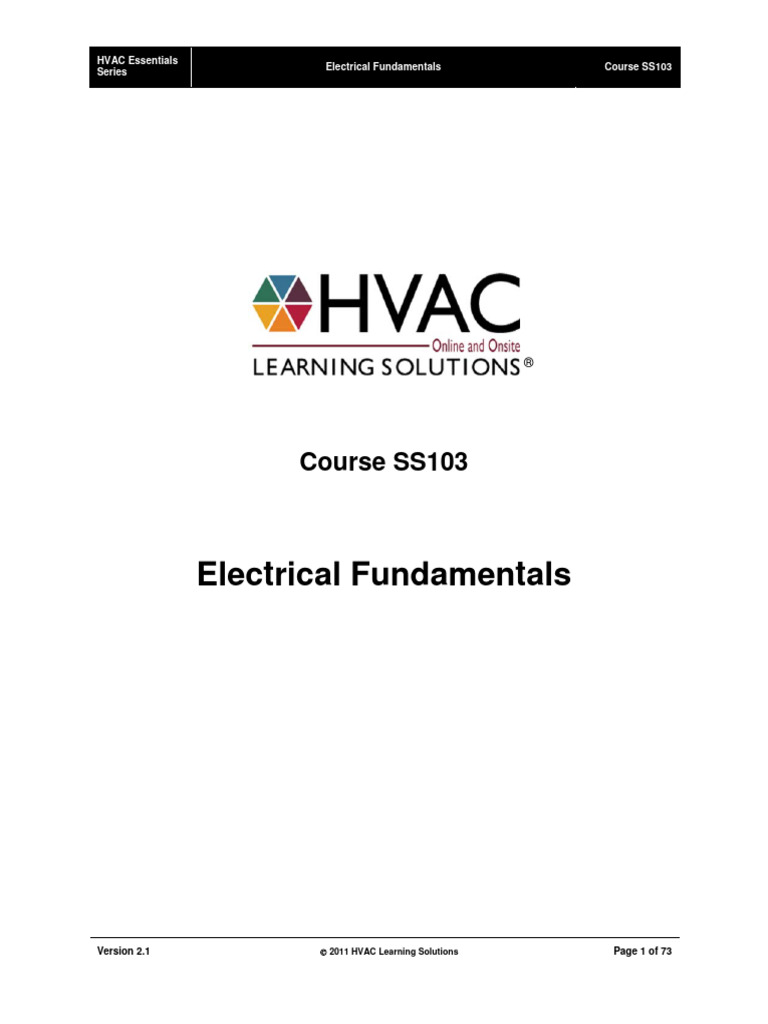 HVAC Electrical Fundamentals Overview | PDF | Series And Parallel ...