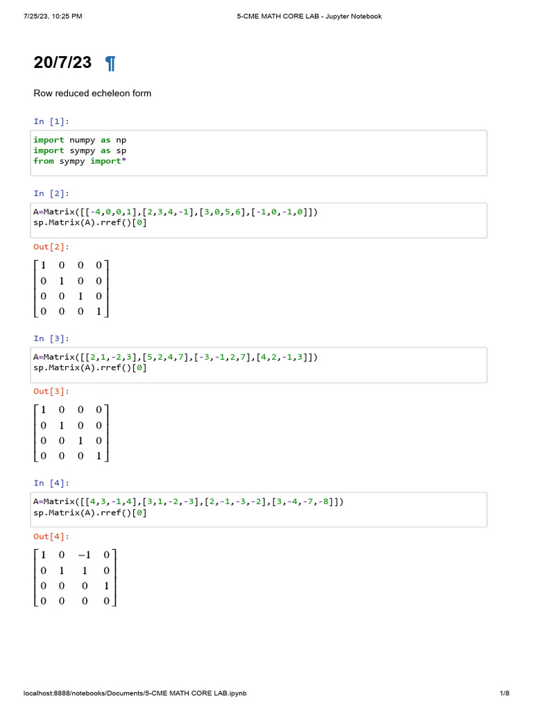 Lab 3 Math Core | PDF | Matrix (Mathematics) | Numerical Analysis