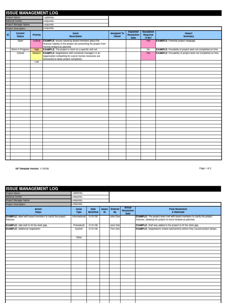 CCTV Project Issue Management Log | PDF