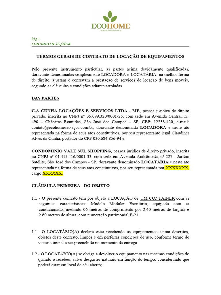 Contrato de Locação de Container | PDF | Direito Privado | Direito Comum