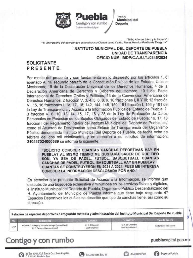 Documento Ayuntamiento de Puebla | PDF