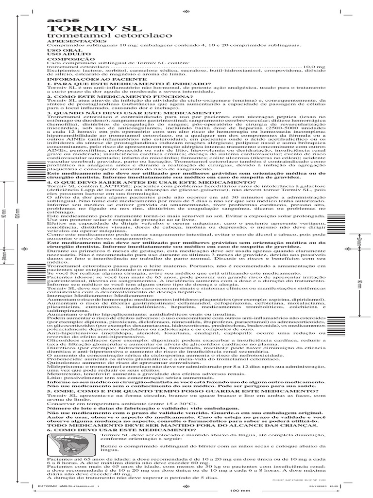 Informações sobre Tormiv SL | PDF | Gravidez | Anti-inflamatório não ...