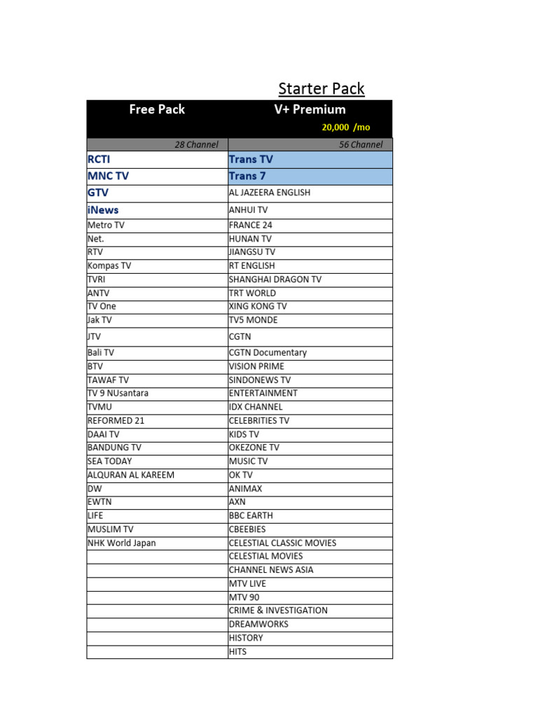 TV Channel Subscription Plans | PDF | Broadcasting | Television