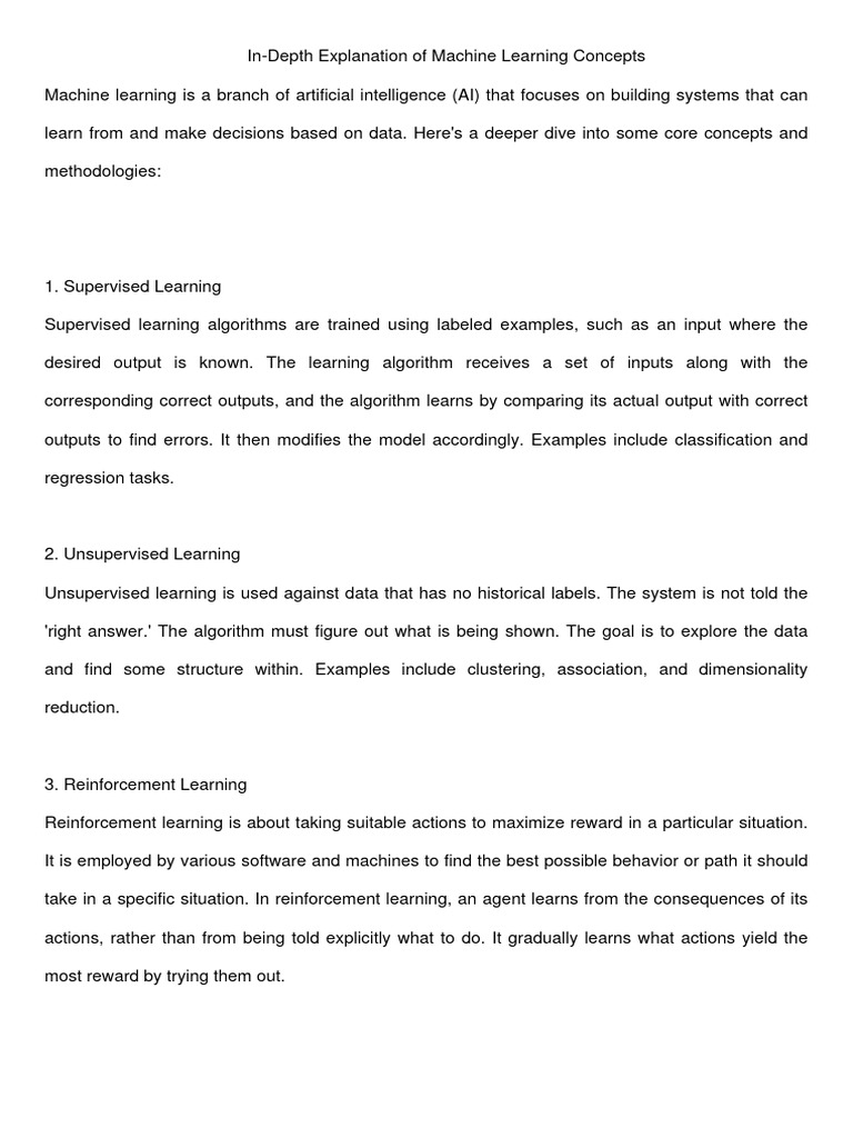 In Depth Explanation of Machine Learning Concepts | PDF | Machine ...