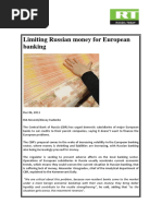 Limiting Russian Money for European Banking