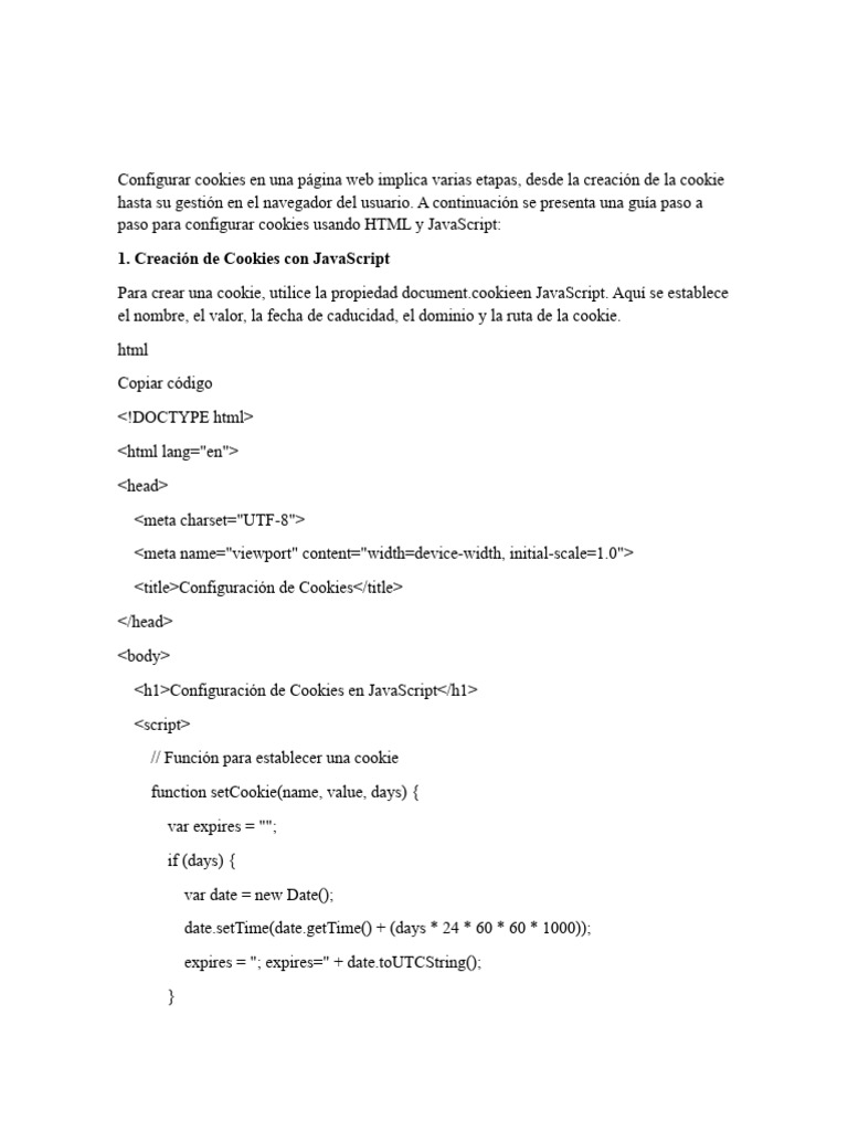 Configurar cookies en una p gina web implica varias etapas pdf