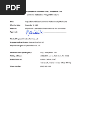 Controlled Medication Policy and Procedures