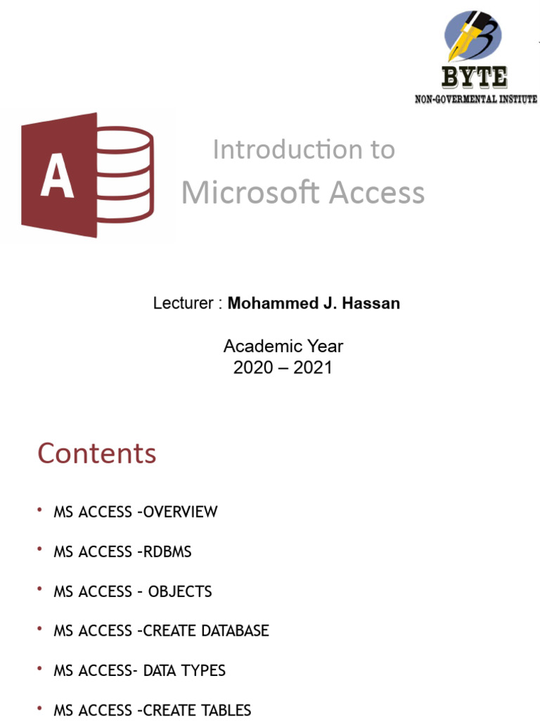 Intro to Microsoft Access | PDF | Microsoft Access | Databases
