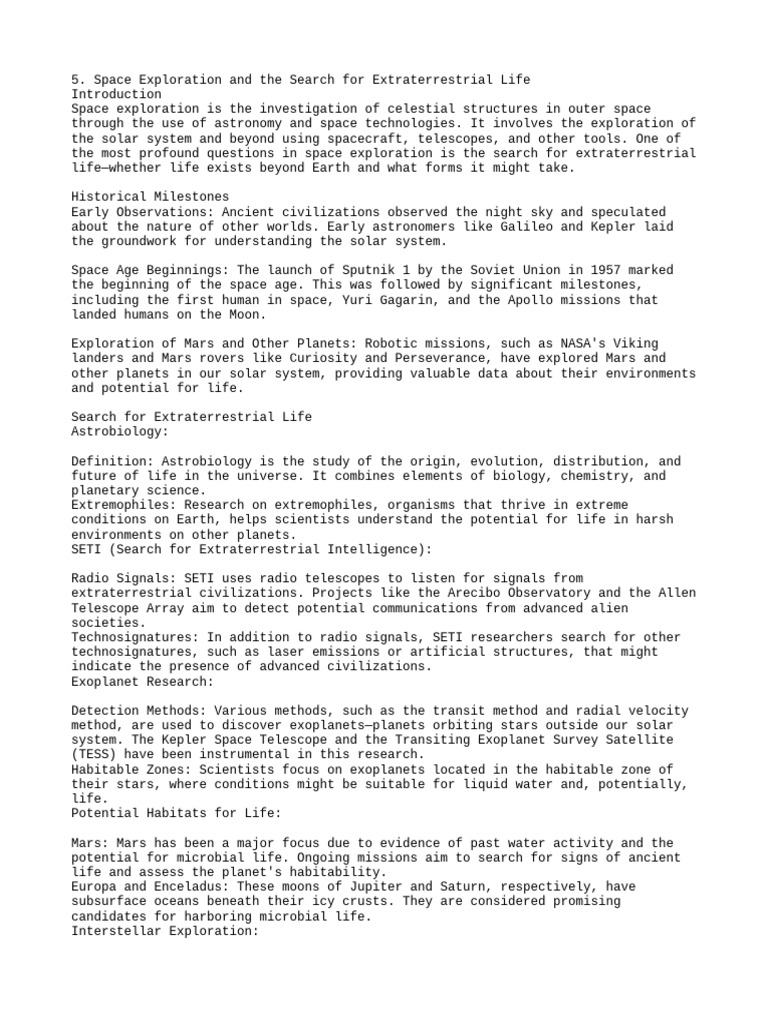 Space Exploration And The Search Pdf Extraterrestrial Life Space
