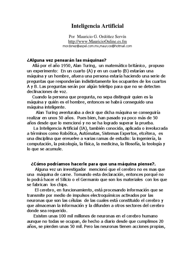 Historia y Futuro de la IA | PDF | Inteligencia artificial ...