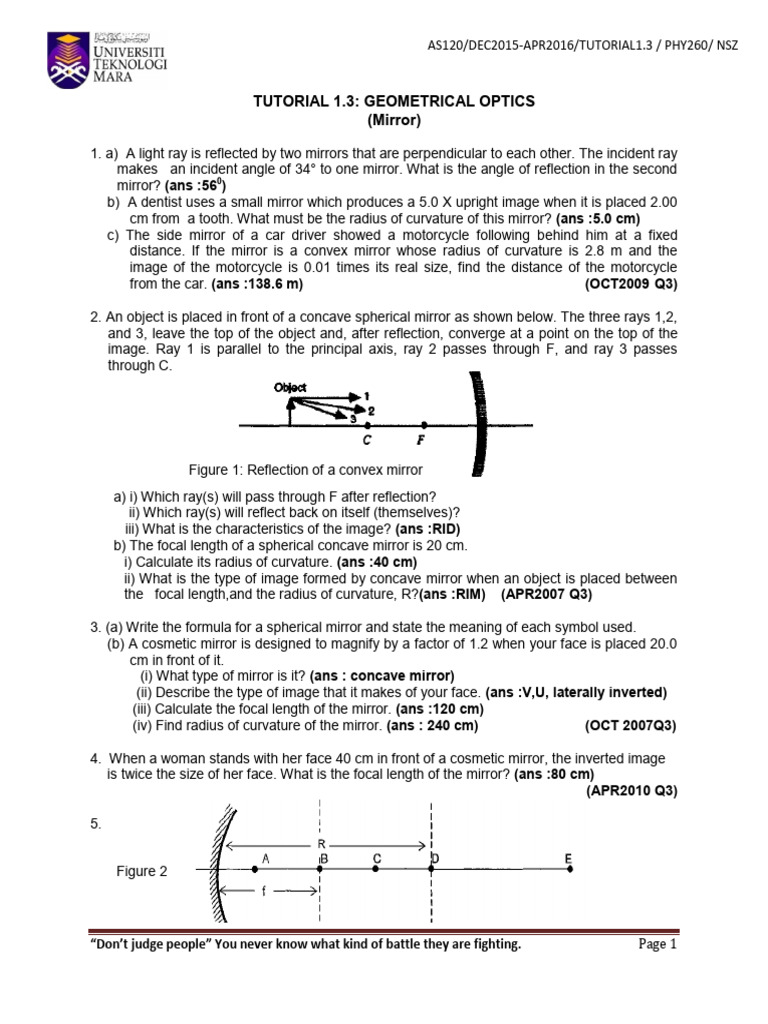 Geometrical Optics: Mirror Calculations | PDF | Mirror | Glass ...