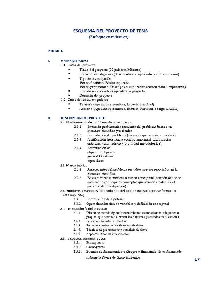 Esquema Del Proyecto de Tesis | PDF | Teoría | Metodología