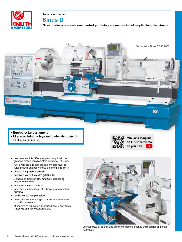 Torno Sinus D 330/2000: Especificaciones | PDF | Máquinas | Herramientas