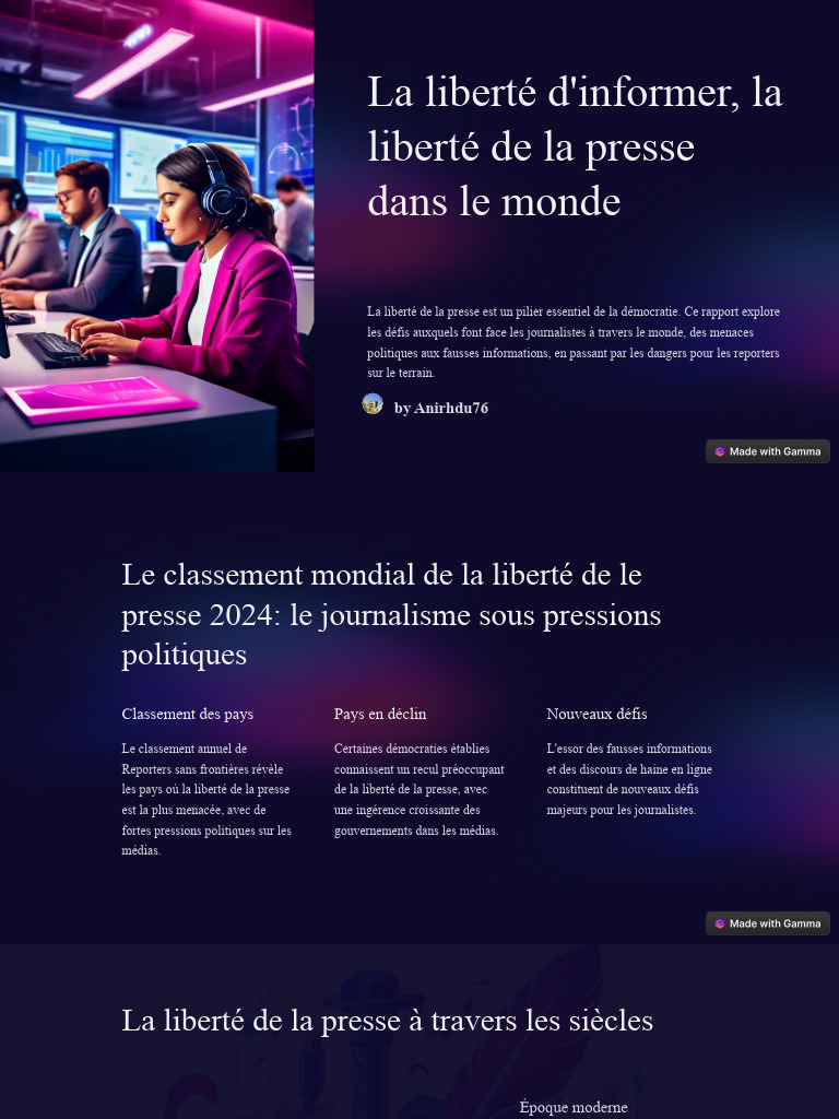 Liberté de la presse : défis mondiaux | PDF | Liberté de la presse