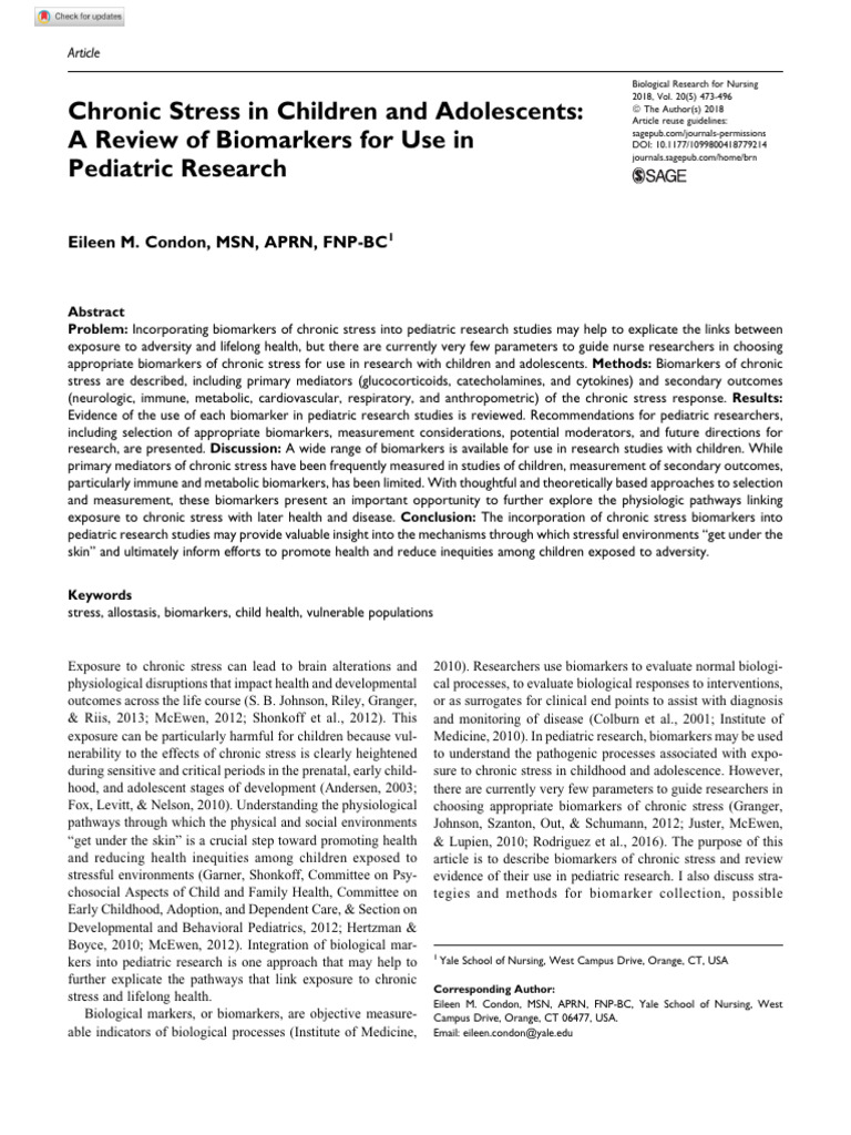 Chronic Stress in Children and Adolescents | PDF | Stress (Biology ...