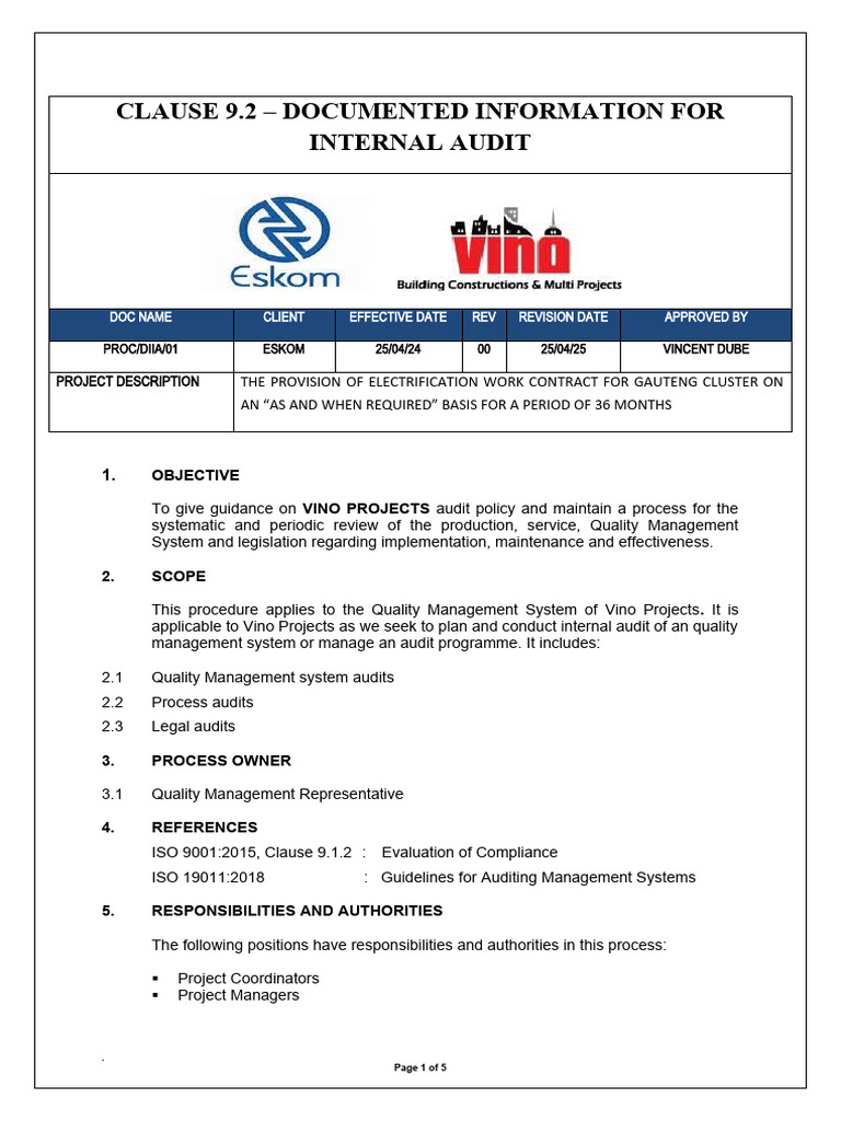 Internal Audit Process for ISO 9001 | PDF | Audit | Iso 9000