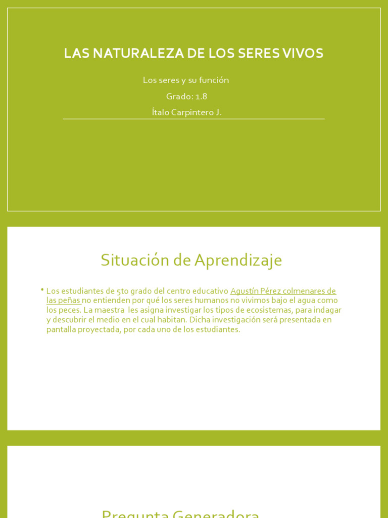 Las naturaleza de los seres vivos pawer point pdf gram tica