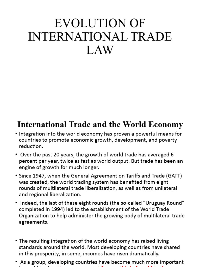 International Trade Law Evolution Insights | PDF | General Agreement On ...