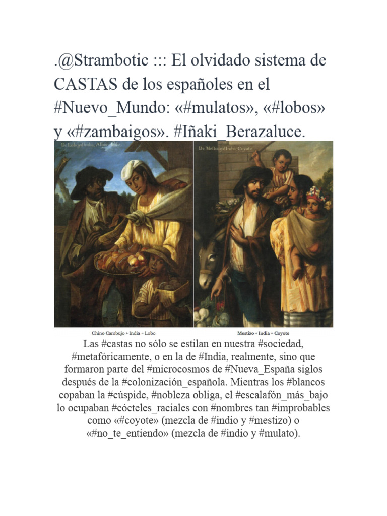 002.-Castas de Raza en America. | PDF | Asuntos multirraciales | Etnicidad