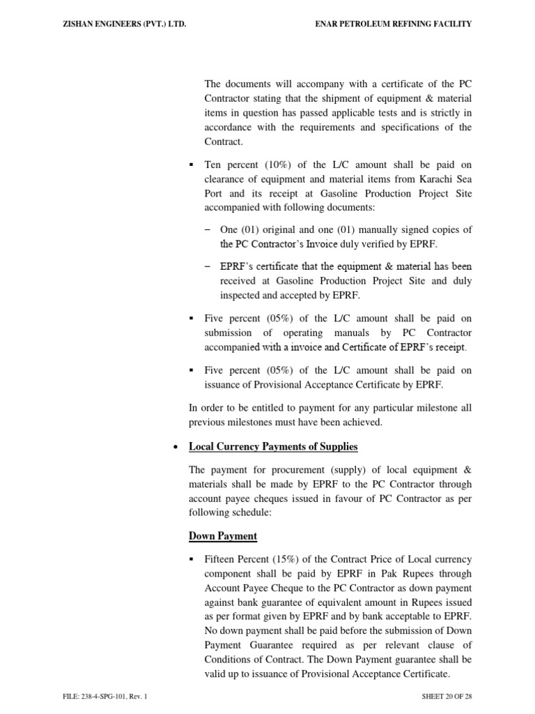 Payment Terms for EPRF Project | PDF | Payments | Cheque