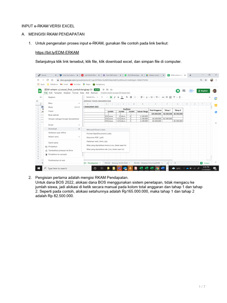 Panduan Input e-RKAM Excel 2022 | PDF | Komputer