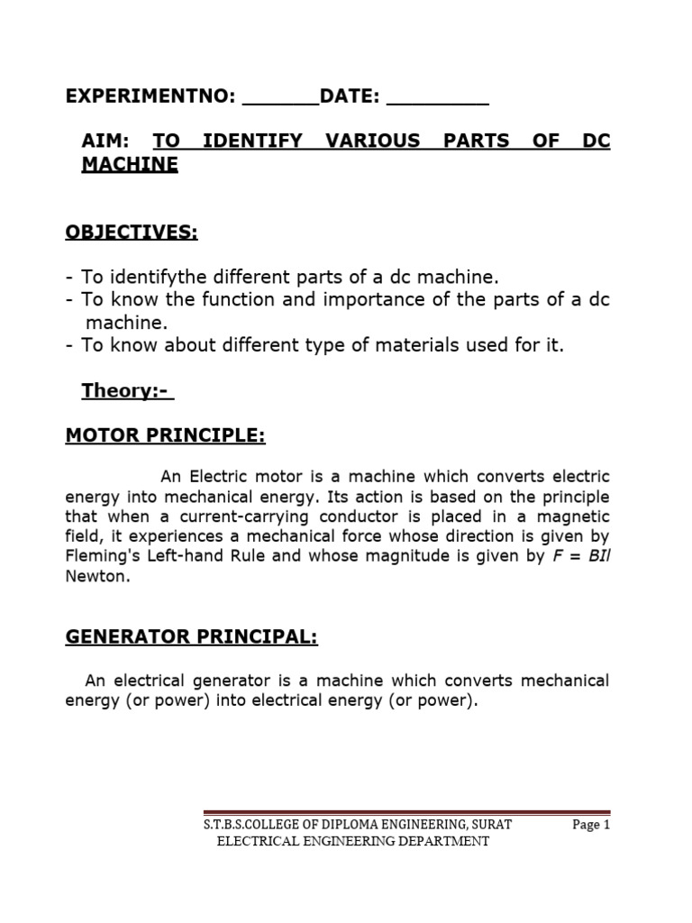 1 DC M.C. PARTS | PDF | Electromagnetic Induction | Electric Motor
