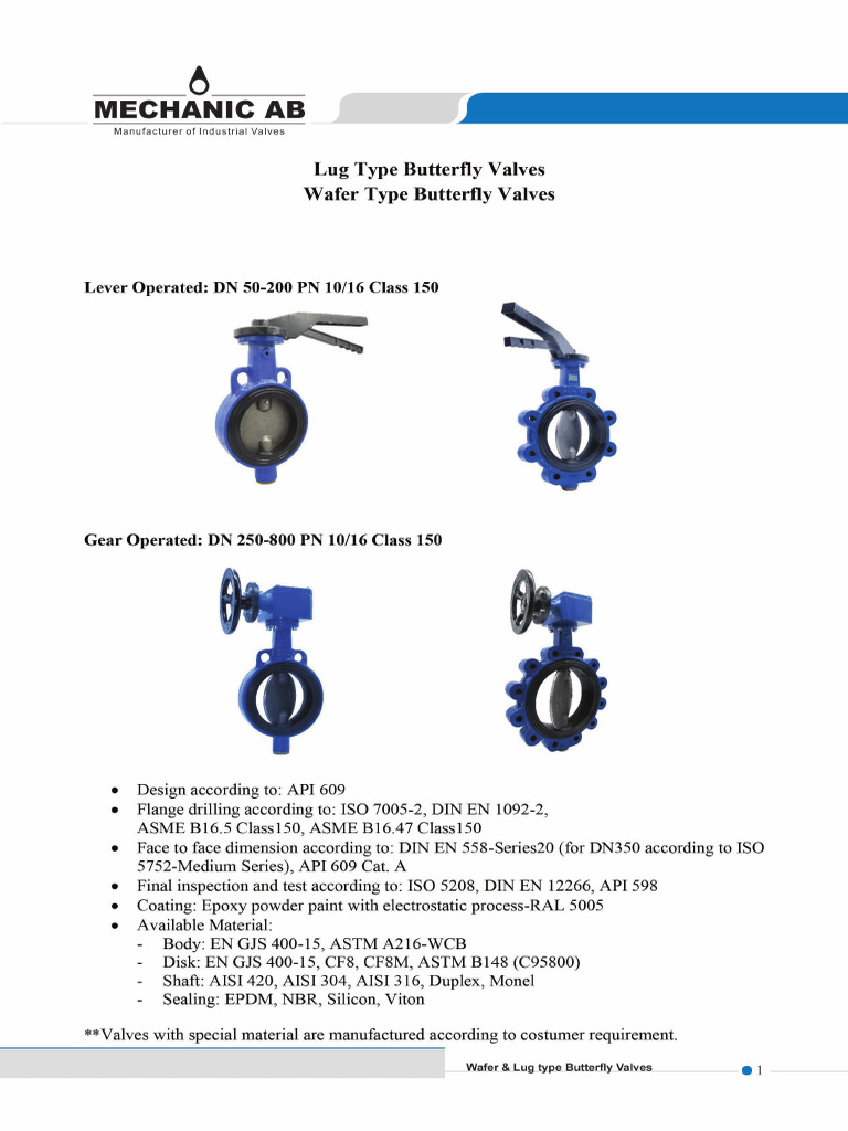 MECHANIC AB Butterfly - Valves - Lug - and - Wafer - Type - EN | PDF