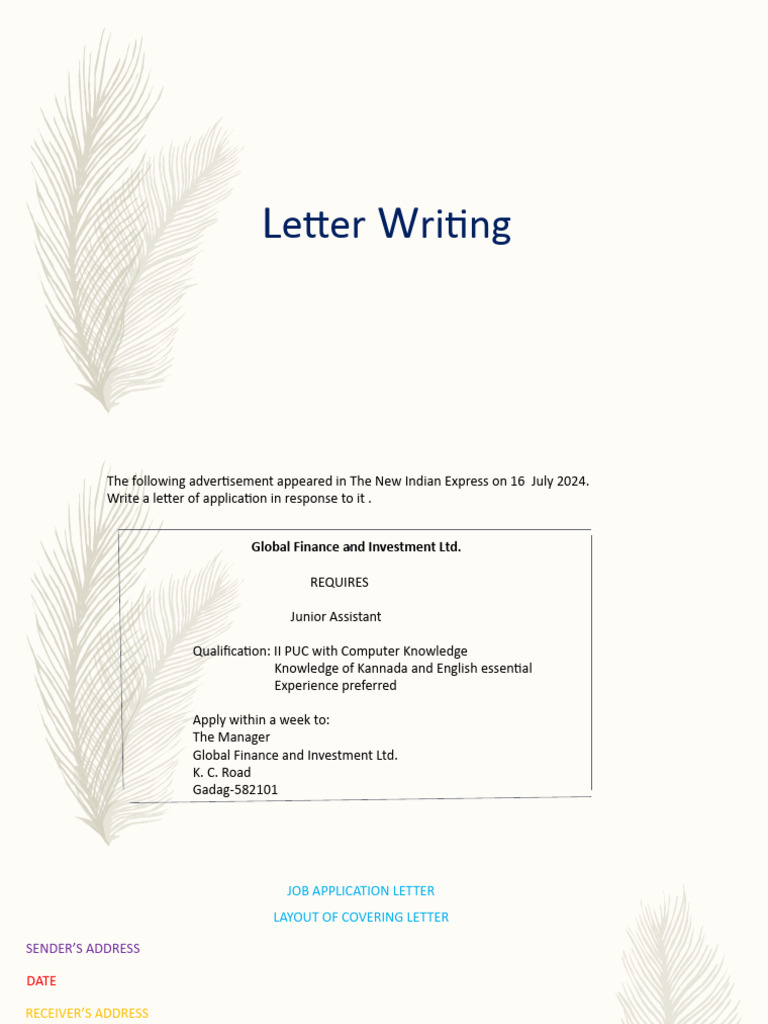 2nd PUC Job Application Letter Guide | PDF