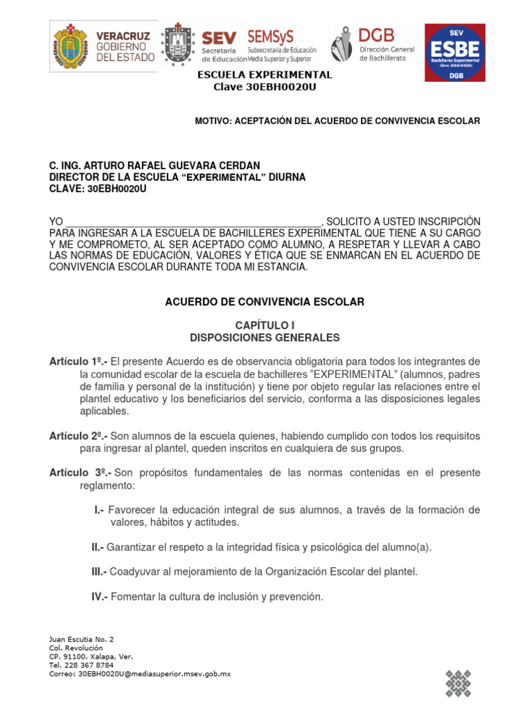 Acuerdo de Convivencia Escolar | PDF | Escuelas