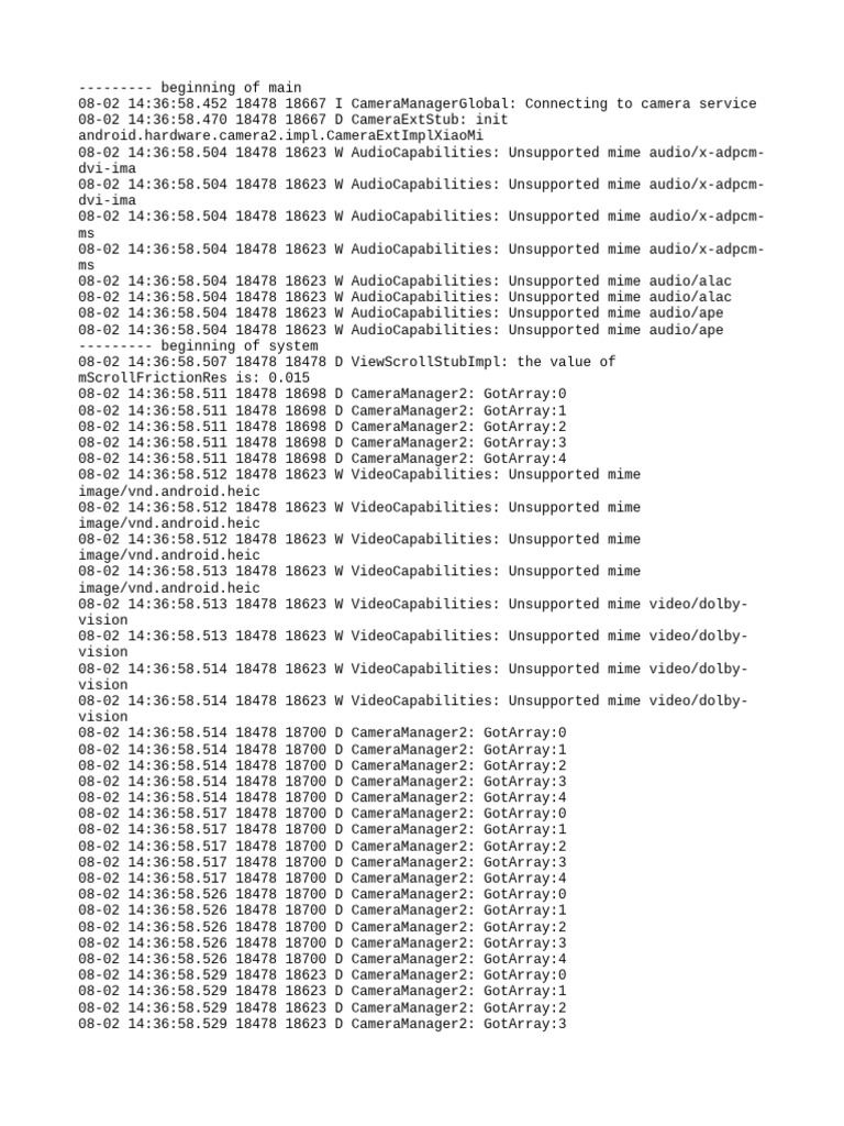Camera Service Connection Log | PDF | Software | Computing