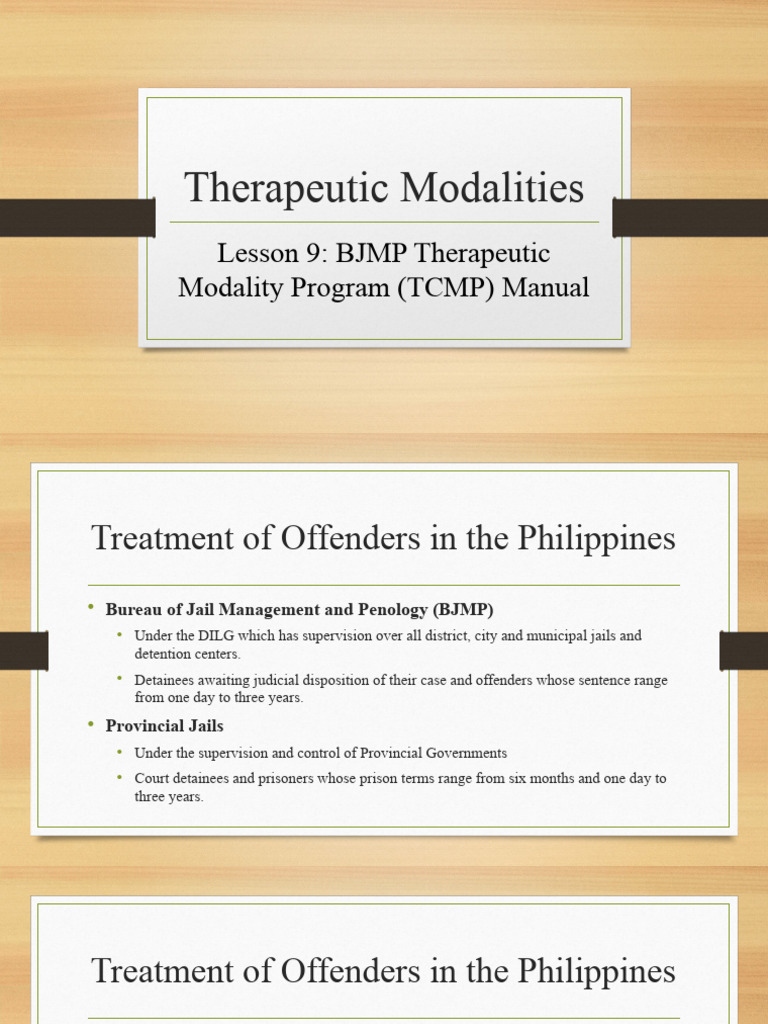BJMP Therapeutic Modality Program Overview | PDF | Psychotherapy | Prison
