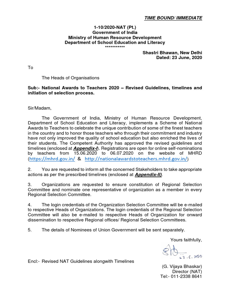 NAT 2020 Letter KVS - NVS - Rev Guidelines | PDF