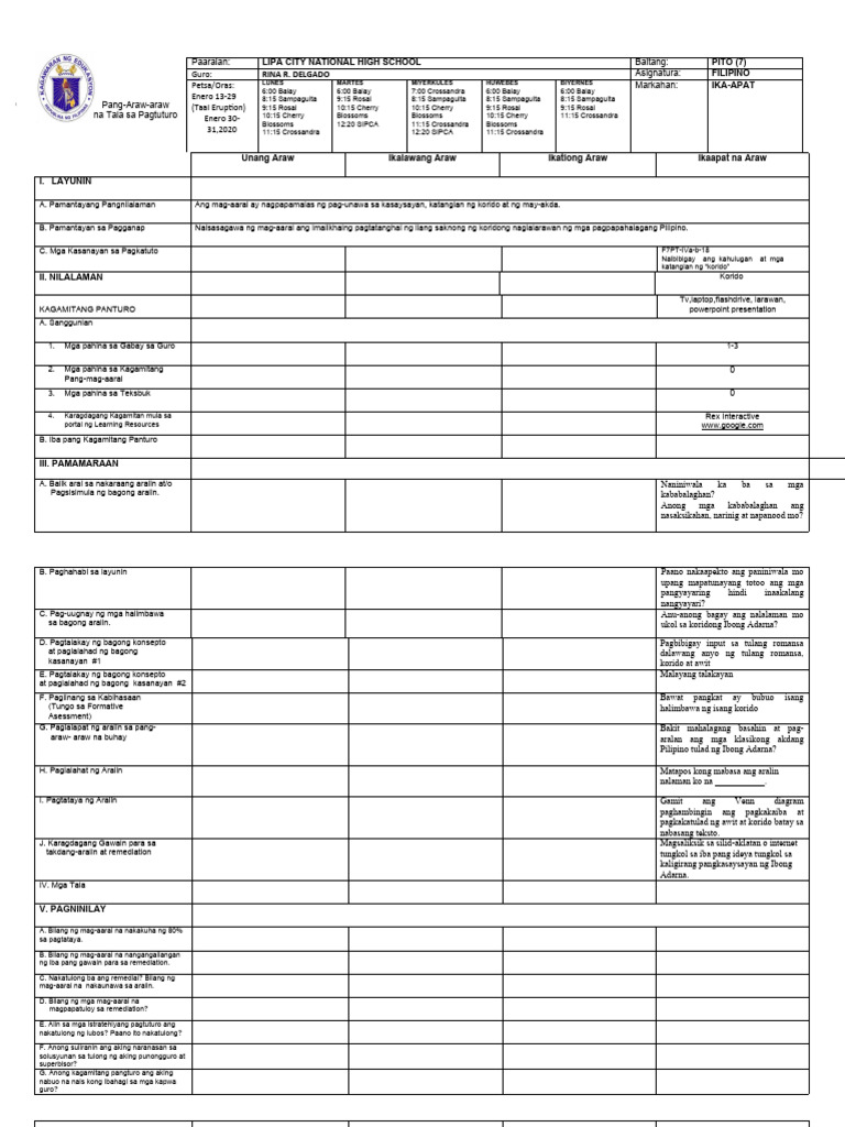 Daily Lesson Plan Week 4 | PDF