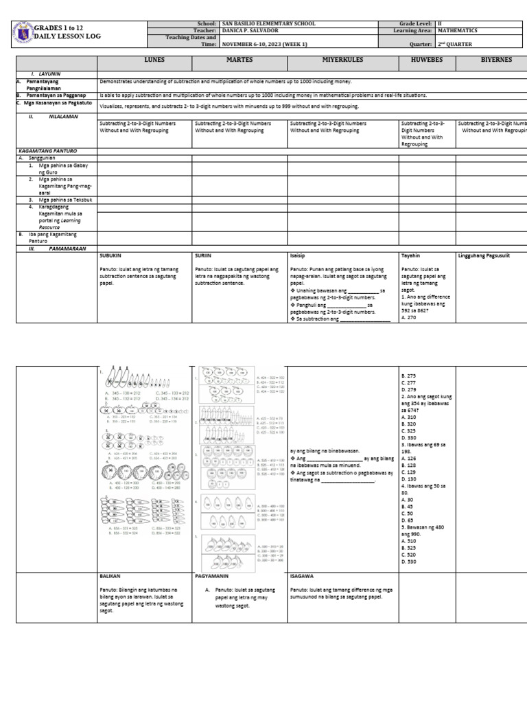 DLL Mathematics-2 Q2 W1 | PDF