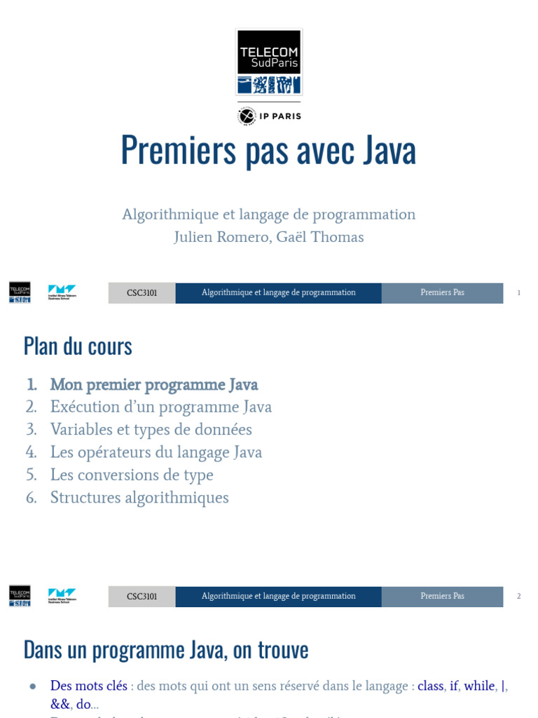 Premiers pas en programmation Java | PDF | Programmation informatique ...