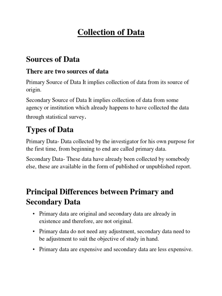Ch-2 Collection of Data (Statistics) | PDF | Sampling (Statistics ...