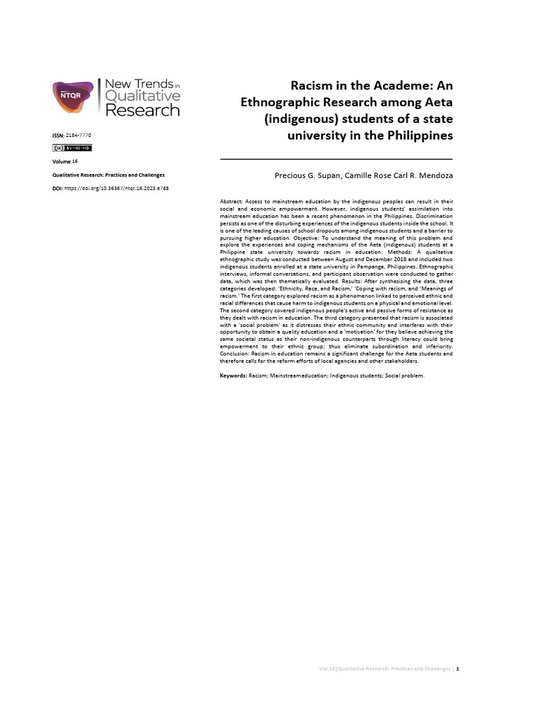 Racism Among Aeta Students in Education | PDF | Racism | Discrimination ...