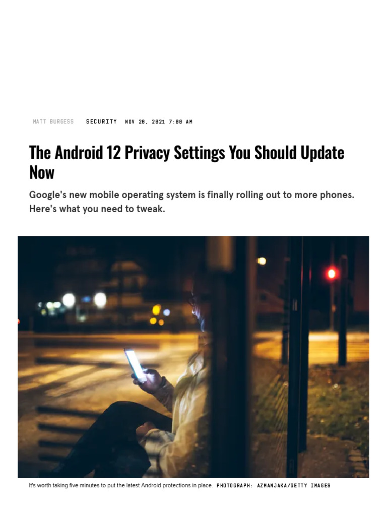 The Android 12 Privacy Settings You Should Update Now - WIRED | PDF ...